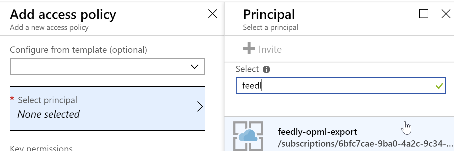 Selecting the principal for the access policy