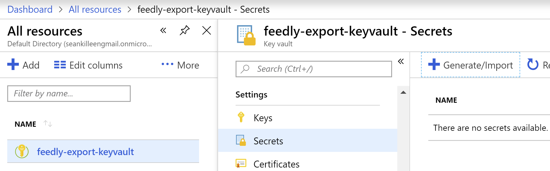 The button to add the a secret